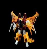 yellow toy transformer on a black background