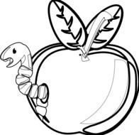 Cartoon Apple With Worm N4