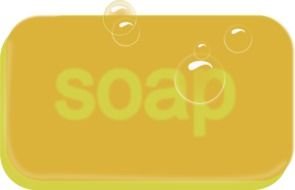 yellow piece of Soap and bulbs, drawing