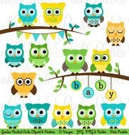Gender Neutral Baby Shower Owl Clipart Clip Art Boy Girl