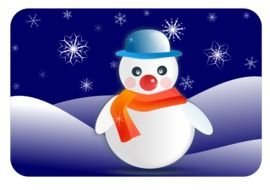 drawn snowman on christmas night background