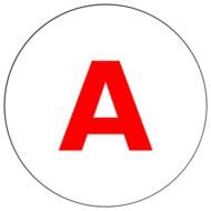 red letter A in a white circle