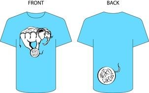 front and back side of a blue t-shirt