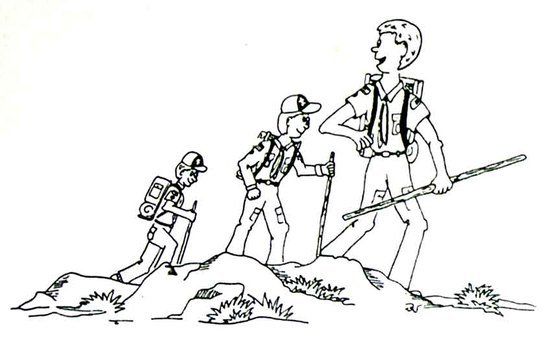 Black and white drawing of the adventurers clipart