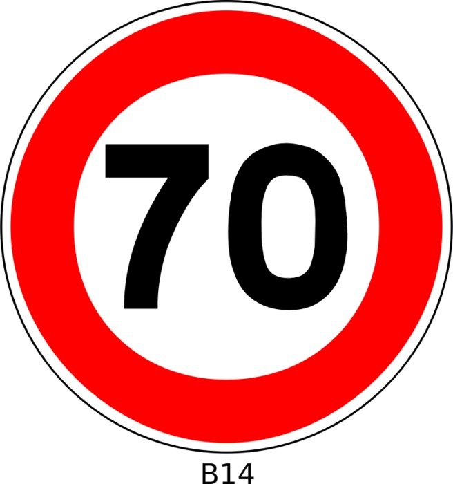 road sign speed limit of 70