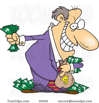 Cartoon Rich Man With Money