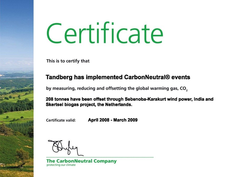 sertificate of carbonneutral company event