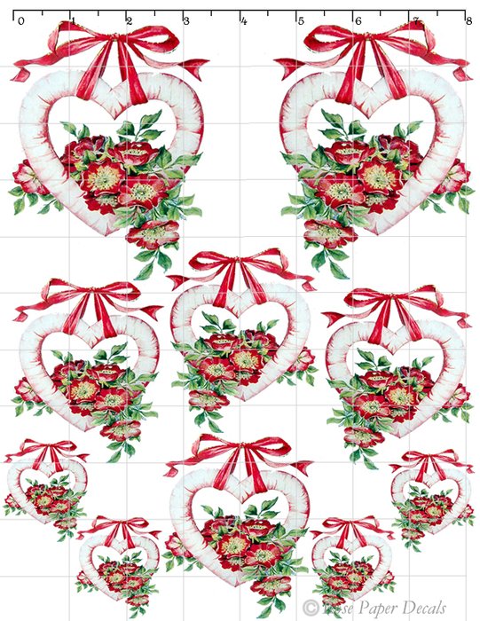 VH 14 Victorian Shabby Vintage Wild Red Roses Valentines Heart Decals