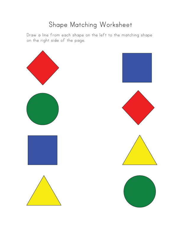 Matching Shapes Worksheets free image download