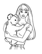 Barbie hugging koala, outline