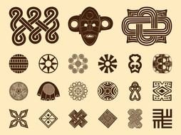 African symbols on a yellow background