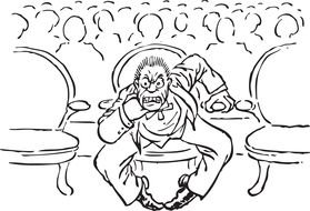 Angry Man sits on chair, Clip Art