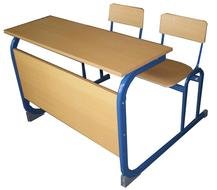 Photo of wooden school desks
