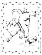 Black and white drawing of the dog clipart