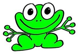 drawing of a happy green frog