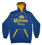 blue sweatshirt with a gold inscription