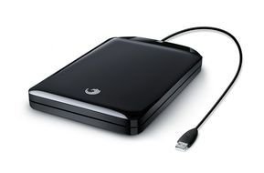 black usb hard drive on white background
