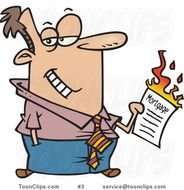 Cartoon Guy Burning His Mortgage Papers 3 By Ron Leishman