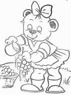 fabulous fairy bear washes grapes in a coloring book