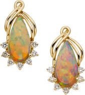 Clip art of Opal And Diamond Earrings