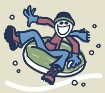 Snow Tubing Cartoon N2