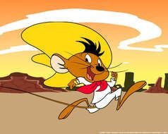 picture of a running mouse in a cowboy hat