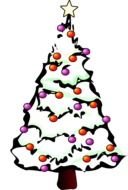 painted white christmas fir with various-colored balls