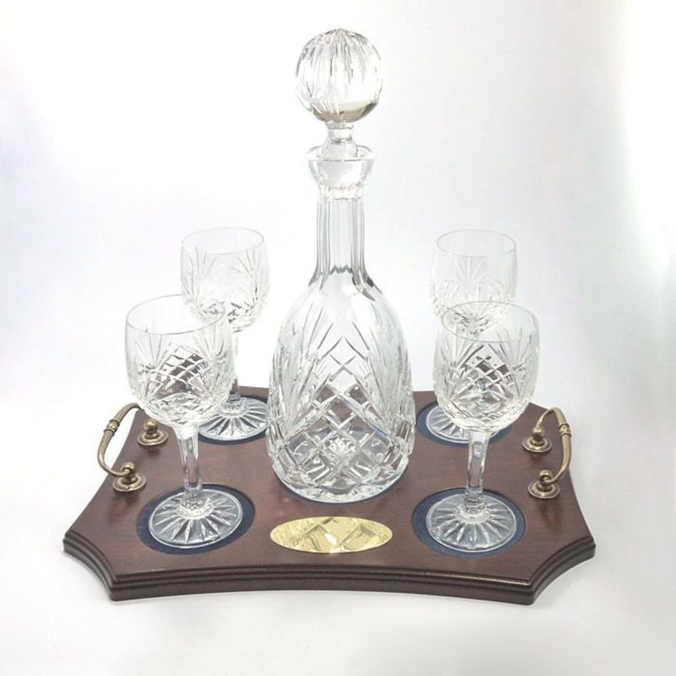 Crystal Wine Decanter Set On Wood Veneer Tray Ref Wds1 345 Pjpg
