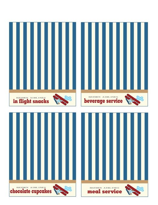 Airplane Food Signs