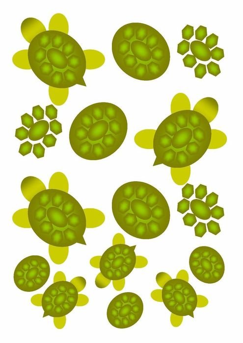 cartoon green turtles at white background