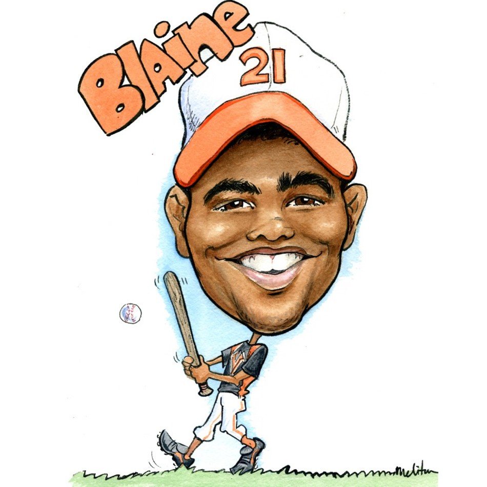 caricature of Red Sox player