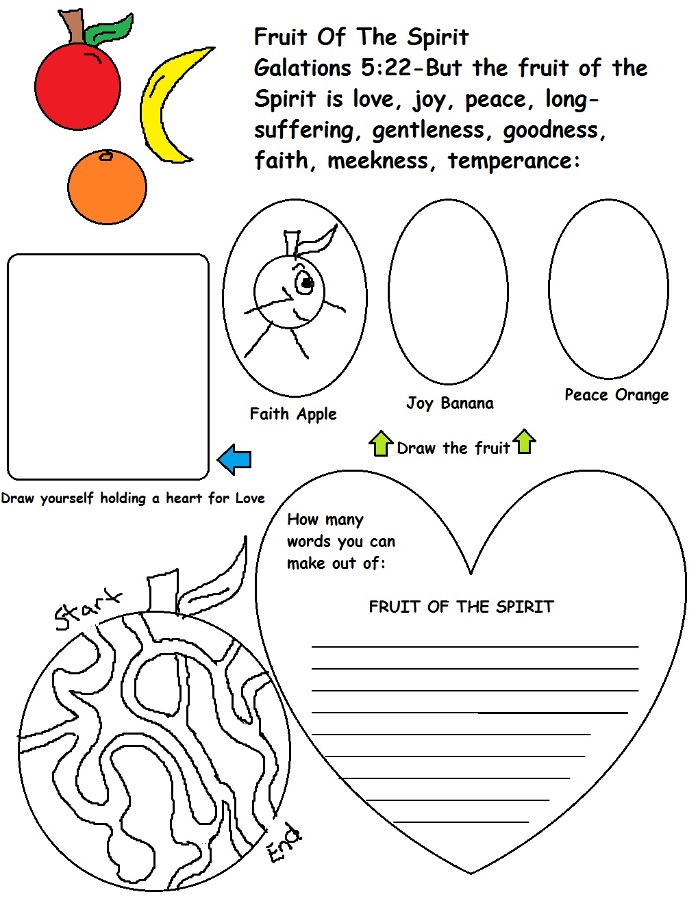 Inspiration worksheets. Spirit Fruit.