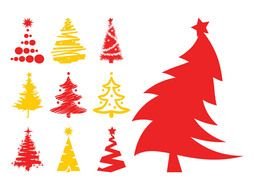 Christmas Tree Silhouette red yellow