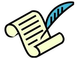 letter with blue feather as a graphic image