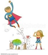 Superhero Flying Over Buildings