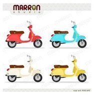 Vespa Vintage Italian Scooter Cool Colors Clip Art Instant Digital