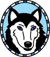 Husky, Dog head with blue eyes, drawing