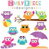 Cute Summer Owl Clip Art