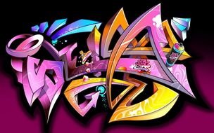 bright 3D Graffiti, digital Art