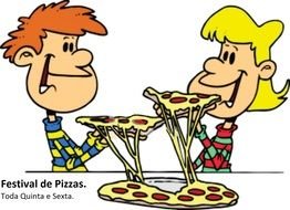 couple eating pizza drawing