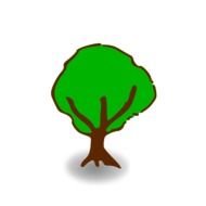 drawing of a green tree with a root on a white background