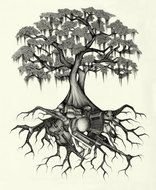 big Tree Roots Drawing