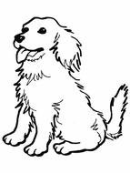 Black and white drawing of the cute sitting dog clipart