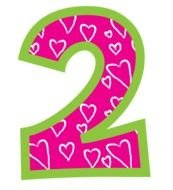 number 2 in pink with hearts
