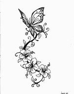 Butterfly and flower Tattoo Drawing