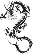 Beautiful black and white dragon tattoo clipart