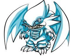 drawing of a blue monster with wings on a white background