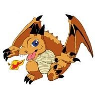 drawn brown fire-breathing dragon