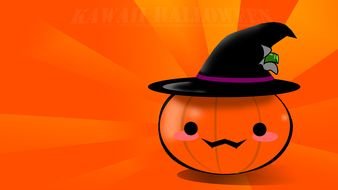 orange background with cute Halloween pumpkin