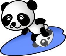 Panda mirroring on water, drawing